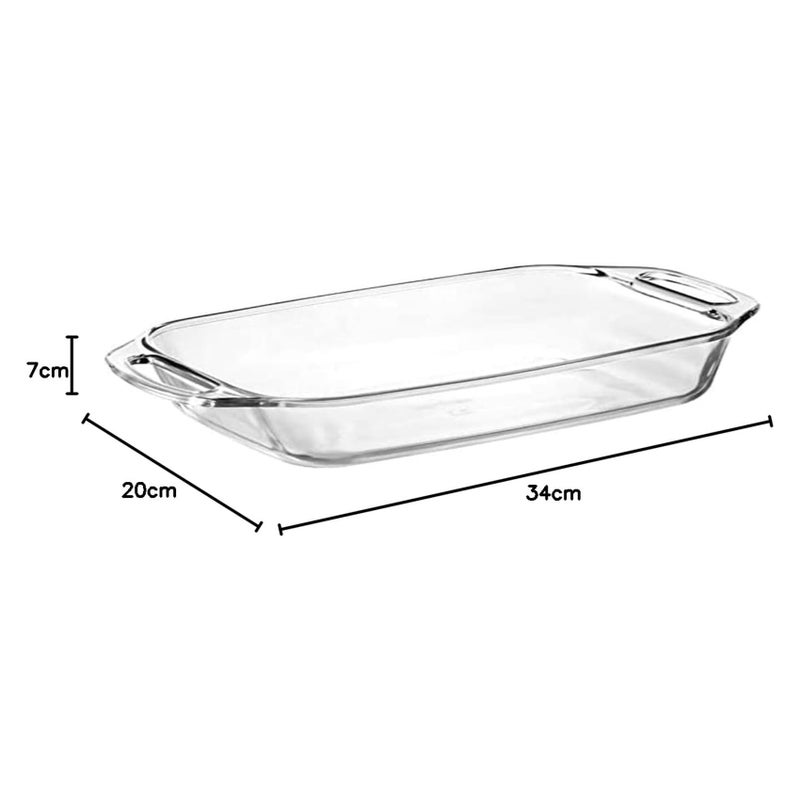 Marinex Medium Rectangular Glass Roaster with Handle 2.7L, Oven Safe Transparent Bakeware for Lasagna, Cakes, Brownies, Roasting & Casseroles  Heat Resistant Durable Glass Dish for Home & Kitchen - Image 4