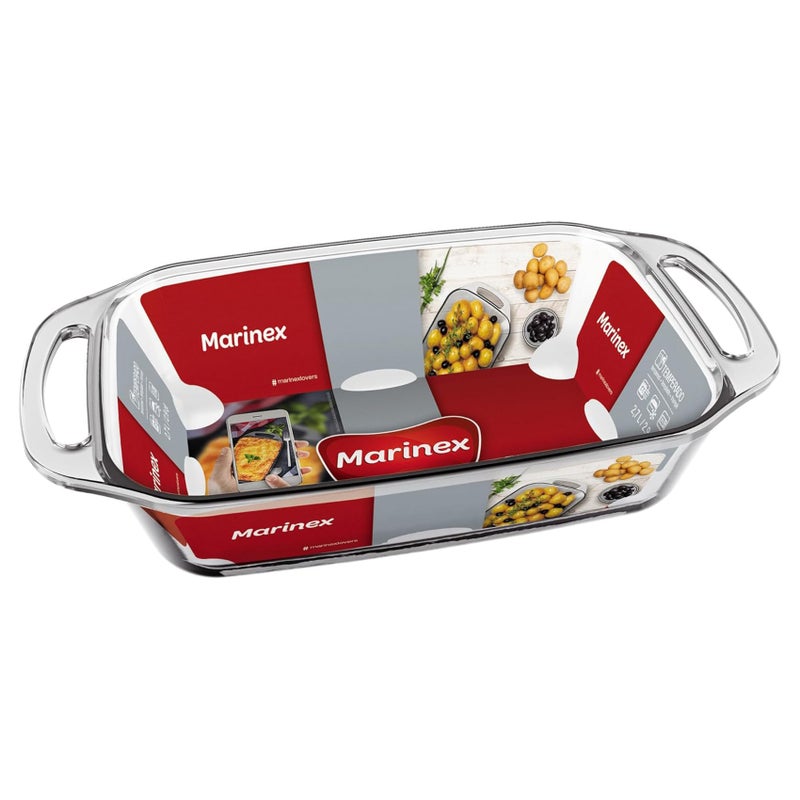 Marinex Medium Rectangular Glass Roaster with Handle 2.7L, Oven Safe Transparent Bakeware for Lasagna, Cakes, Brownies, Roasting & Casseroles  Heat Resistant Durable Glass Dish for Home & Kitchen - Image 3