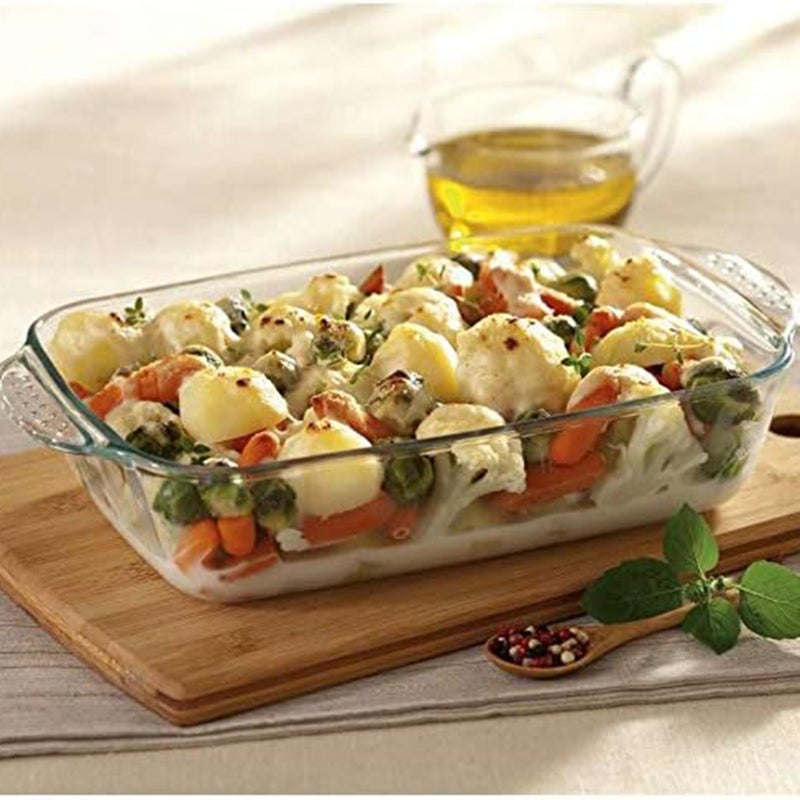 Marinex Medium Rectangular Glass Roaster with Handle 2.7L, Oven Safe Transparent Bakeware for Lasagna, Cakes, Brownies, Roasting & Casseroles  Heat Resistant Durable Glass Dish for Home & Kitchen - Image 5