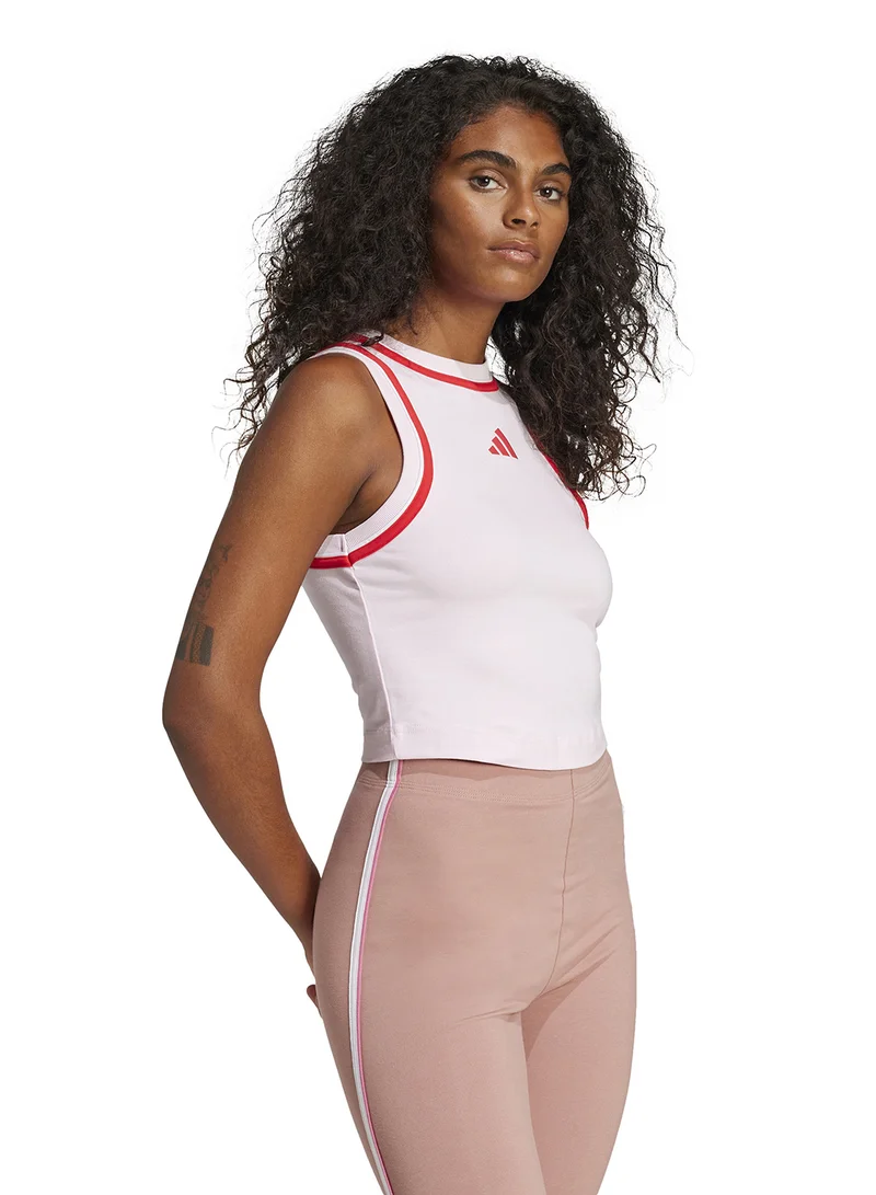 Adidas Essentials Color-Pop Cotton Crop Tank Top