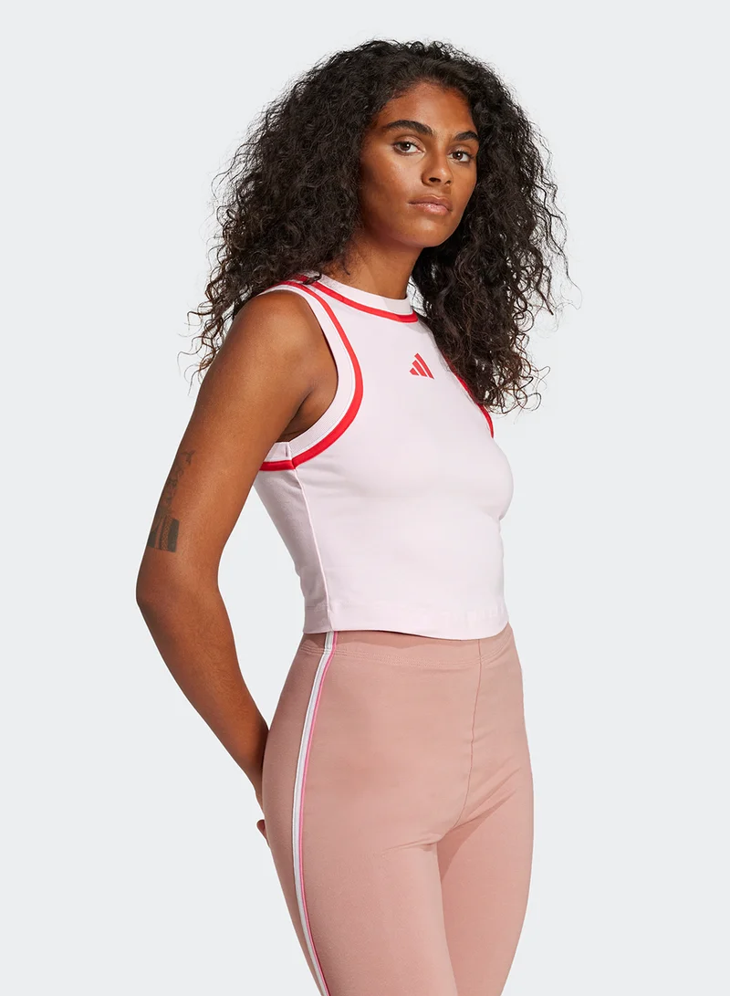 Adidas Essentials Color-Pop Cotton Crop Tank Top