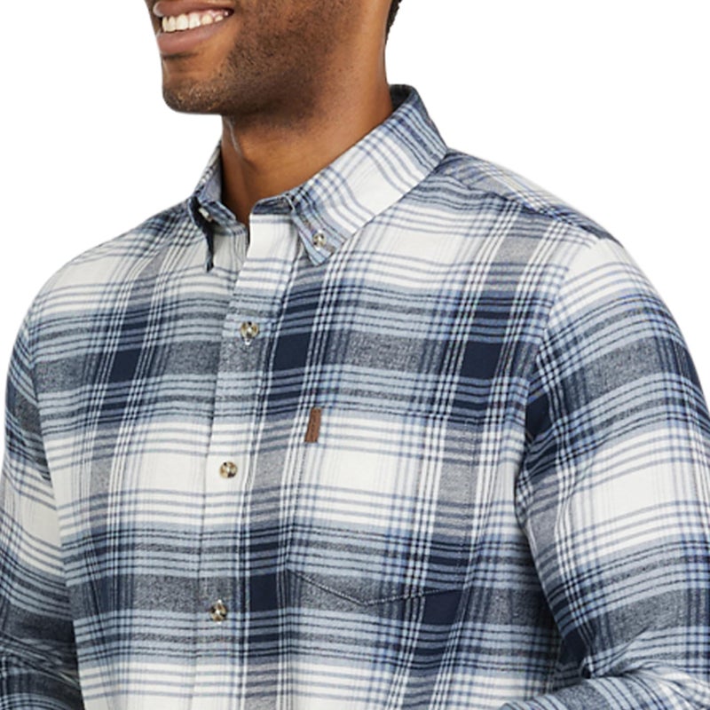Chaps Men's Classic Fit Long Sleeve Button Down Stretch Flannel Casual Woven Shirt, Blueberry, XX-Large - Image 2