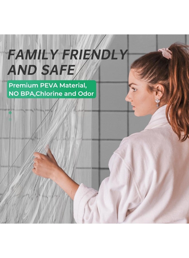 AmazerBath Plastic Shower Curtain, 70 x 72 Inches PEVA Heavy Duty Clear Shower Curtain, Waterproof Heavy Weight Thick Bathroom Curtain with 3 Big Clear Weighted Stones and 12 Rustproof Grommet Holes - Image 3