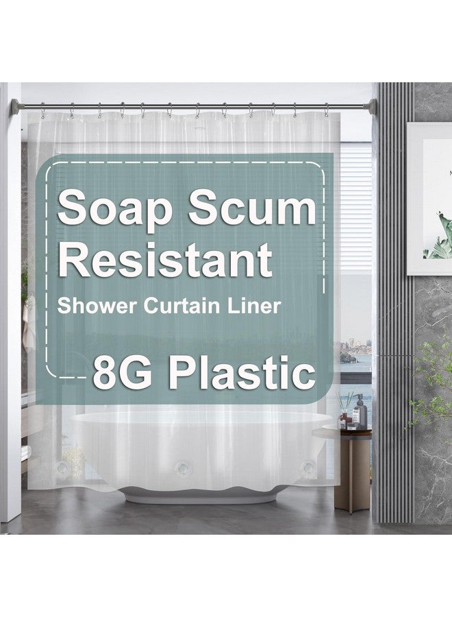 AmazerBath Plastic Shower Curtain, 70 x 72 Inches PEVA Heavy Duty Clear Shower Curtain, Waterproof Heavy Weight Thick Bathroom Curtain with 3 Big Clear Weighted Stones and 12 Rustproof Grommet Holes - Image 1