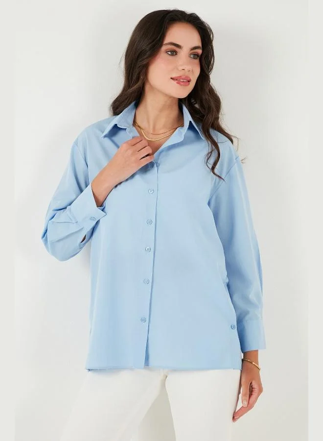 Lela Lela Cotton Regular Fit Buttonable Slit Detailed Shirt Women's SHIRT 6772920