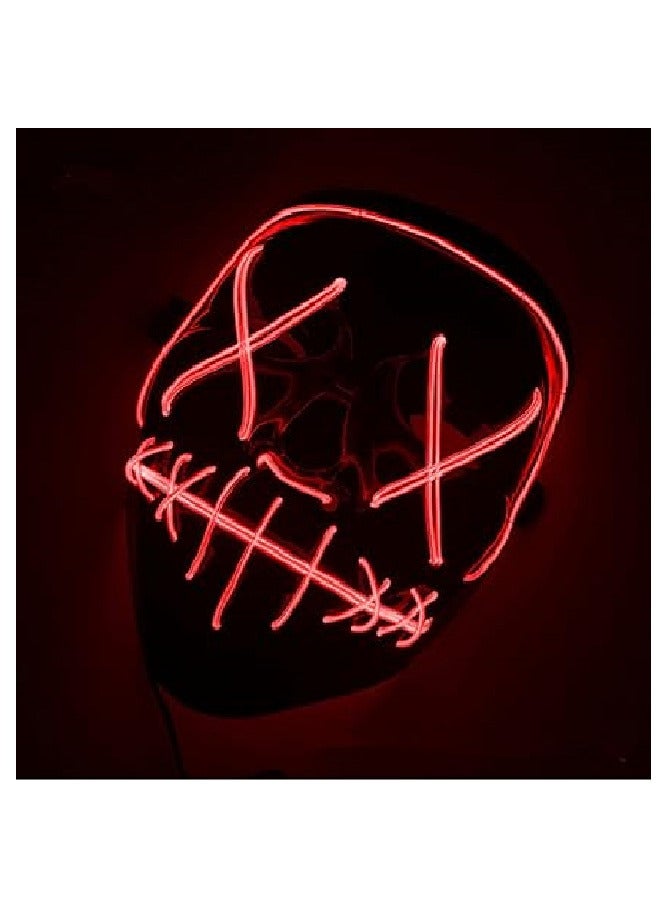 LED Halloween Face Mask Light up Mask Cosplay,Halloween Masks ( Red) - Image 1