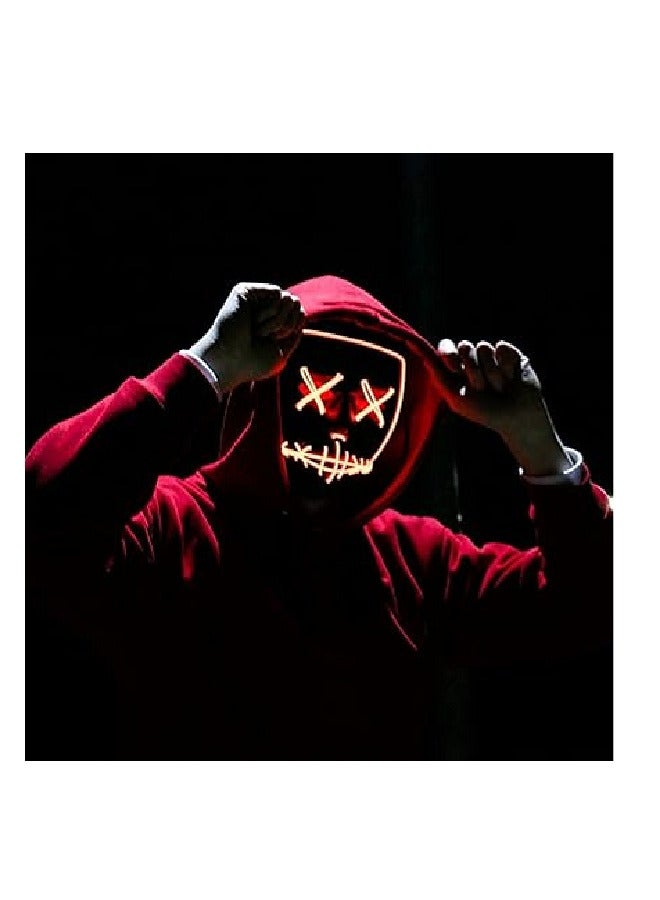 LED Halloween Face Mask Light up Mask Cosplay,Halloween Masks ( Red) - Image 3