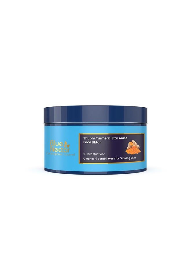 Blue Nectar Turmeric Ubtan Powder for Glowing Skin | Ayurvedic Ubtan Face Pack for Skin Brightening | Tan Removal Face Pack for Women & Men with Multani Mitti Powder | (3.5 Oz, 9 Herbs) - Image 1