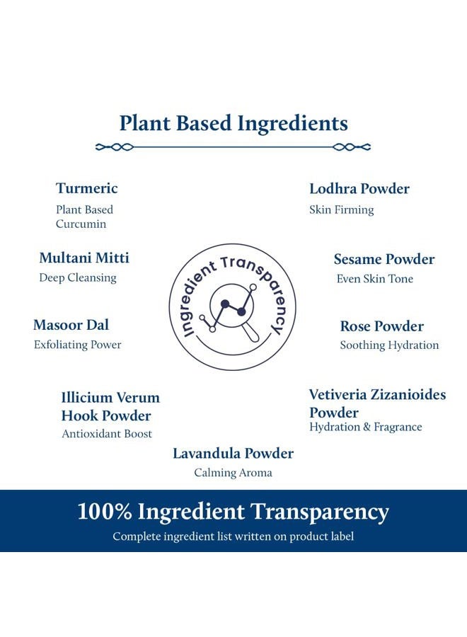 Blue Nectar Turmeric Ubtan Powder for Glowing Skin | Ayurvedic Ubtan Face Pack for Skin Brightening | Tan Removal Face Pack for Women & Men with Multani Mitti Powder | (3.5 Oz, 9 Herbs) - Image 4