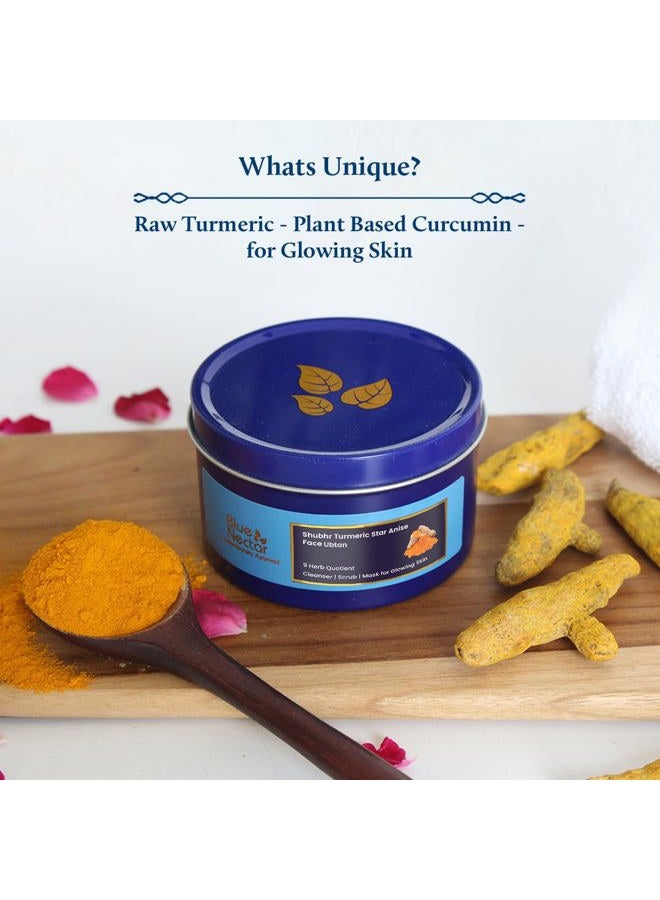 Blue Nectar Turmeric Ubtan Powder for Glowing Skin | Ayurvedic Ubtan Face Pack for Skin Brightening | Tan Removal Face Pack for Women & Men with Multani Mitti Powder | (3.5 Oz, 9 Herbs) - Image 2