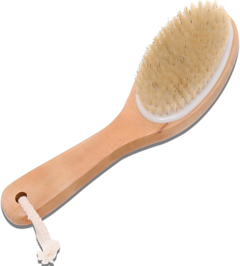 Jaasuee Natural Wooden Dry Brush for Exfoliating and Detoxifying Featuring Biodegradable Sisal Fibers SkinEnhancing Body Brush for Luminous and Smooth Skin Brown - Image 1
