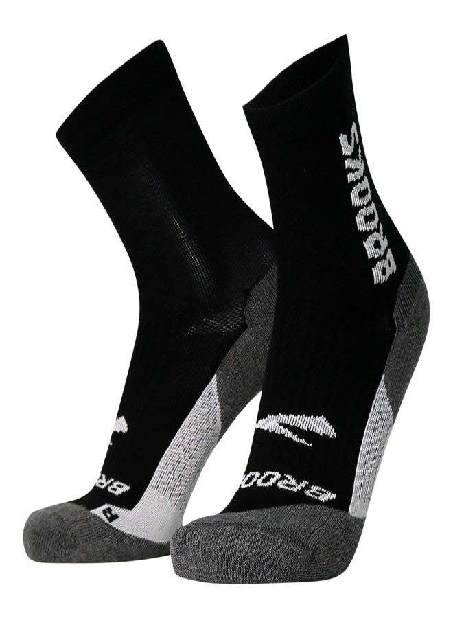 Brooks Ghost Crew Socks I Performance Running Cushioned Socks with Arch Support for Men & Women - Black/BR Crew - Large - Image 1