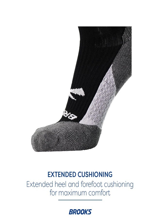 Brooks Ghost Crew Socks I Performance Running Cushioned Socks with Arch Support for Men & Women - Black/BR Crew - Large - Image 4
