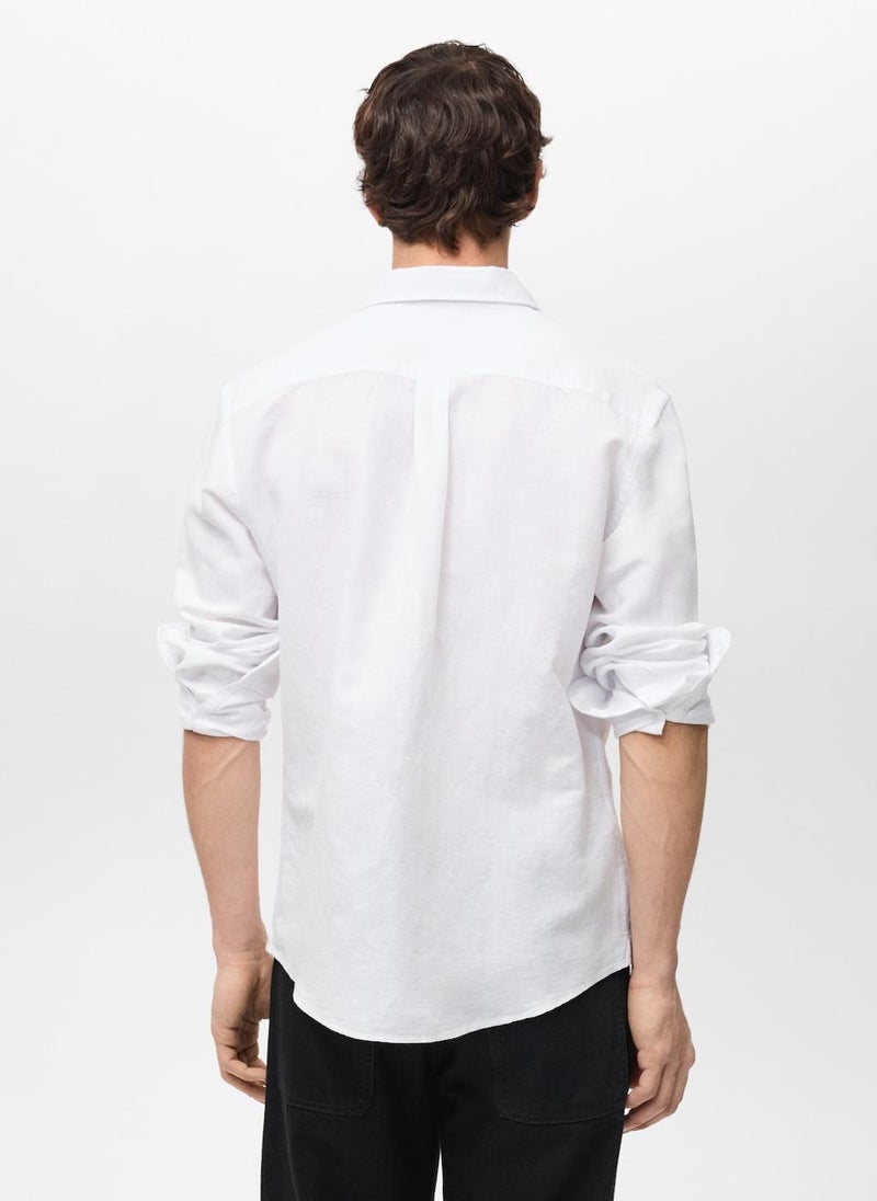 Mango Man Casual Classic Fit Linen Shirt  - Image 2