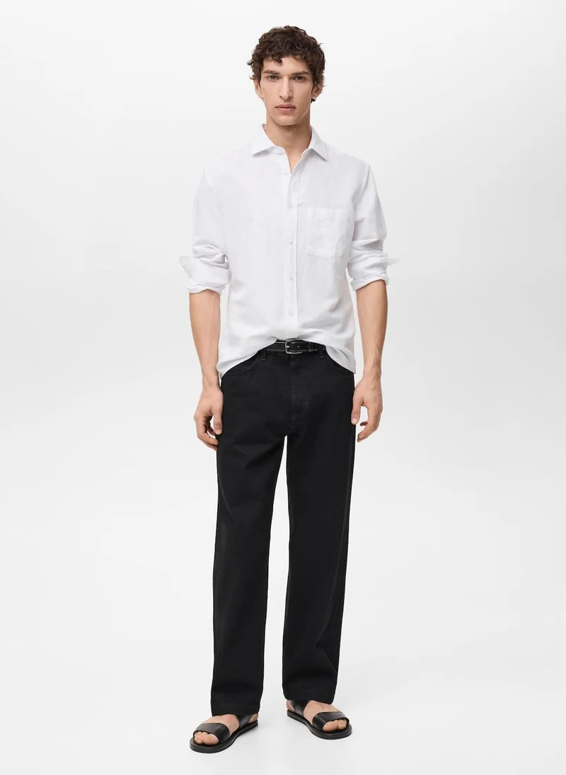 Mango Man Casual Classic Fit Linen Shirt