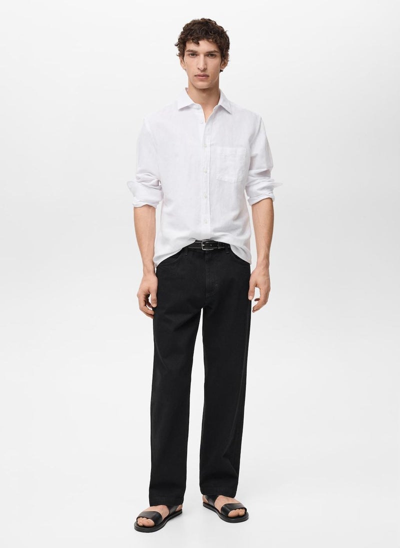 Mango Man Casual Classic Fit Linen Shirt  - Image 5