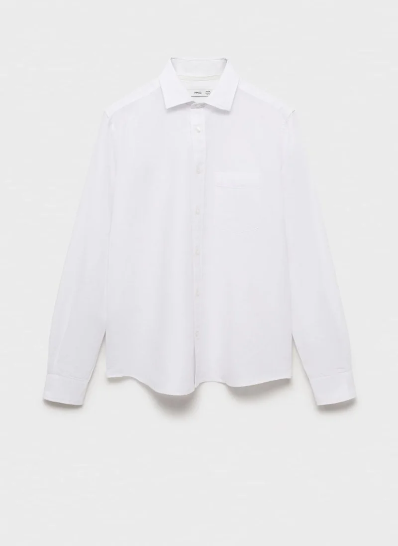 Mango Man Casual Classic Fit Linen Shirt