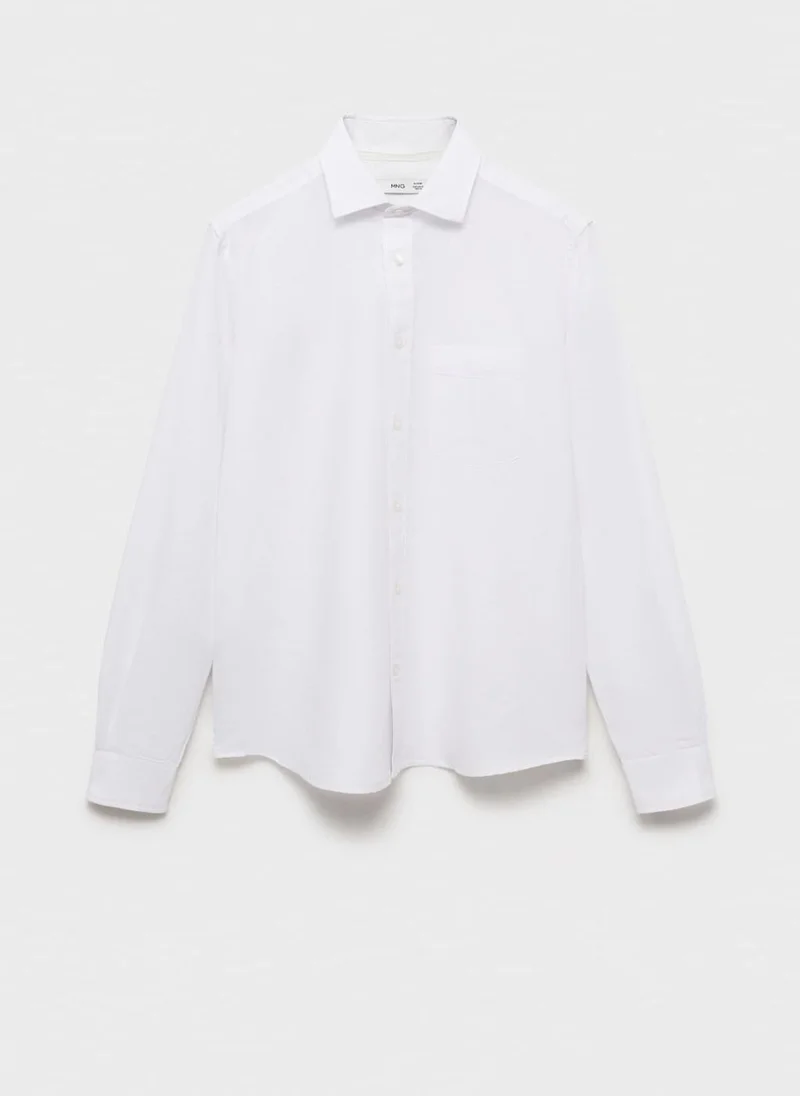 مانجو مان قميص كتان كاجوال بقصة كلاسيكية