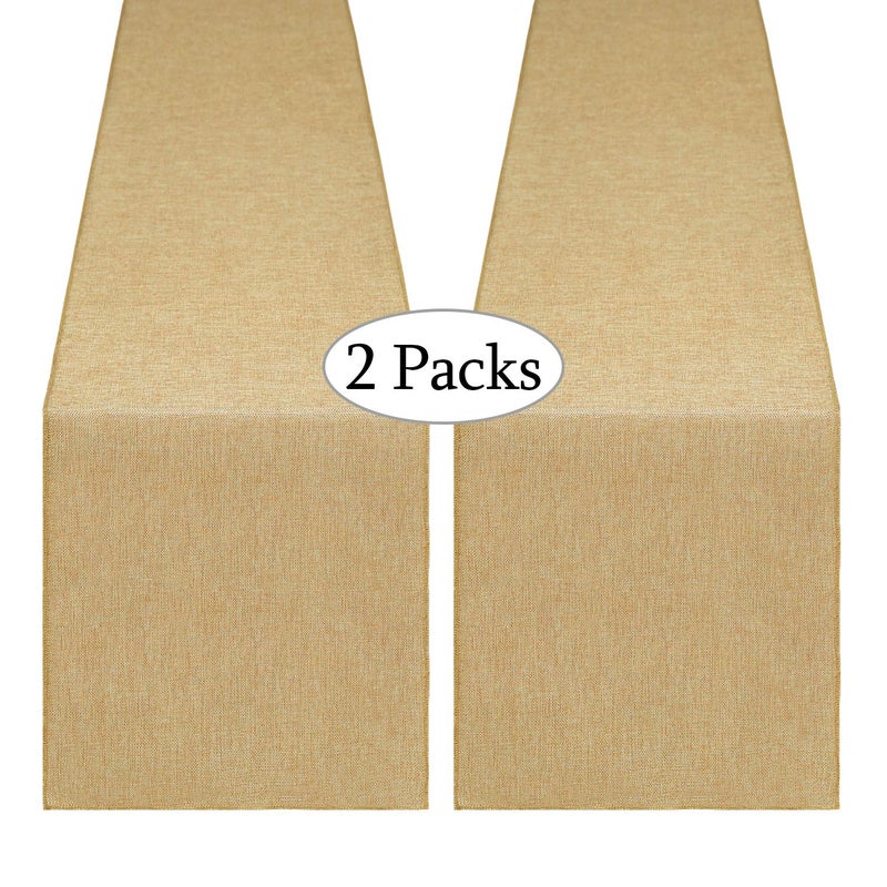 BCOOL 2 Pieces Burlap Table Runners 13x108 Inch Rustic Boho Table Runner Dresser Cover for Farmhouse Macrame Jute Fabric Thanksgiving Party Home Dining Decorations Khaki