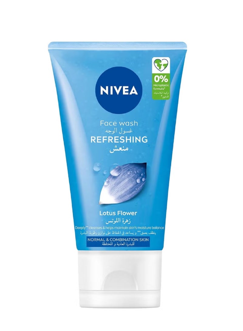 NIVEA REFRESHING WASH GEL FOR NOR-COMB SKIN 150ML(LOTUS FLOWER)