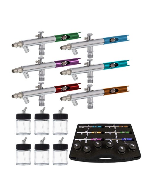 Master Performance S66PRO DualAction Siphon Feed Airbrushes with 035 mm Tips 34 oz Bottles Color Coated Cutaway Handles  Storage Case