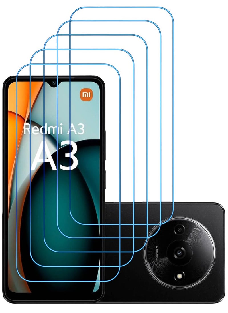 ACLIX 5 Pieces Antistatic ESD Dustproof Premium Quality High Definition Clear Tempered Glass Screen Protector Designed For Xiaomi Redmi A3 - Image 1