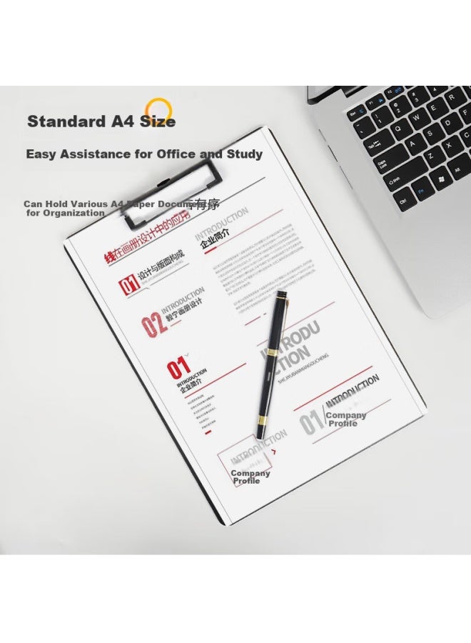 Simaa A4 Writing Folder Board Clip Office Supplies Writing Board Metal Strong Clip Plastic Clip Menu Clip Multi-function Writing Pad Board Vertical Black 10 Pack - Image 2