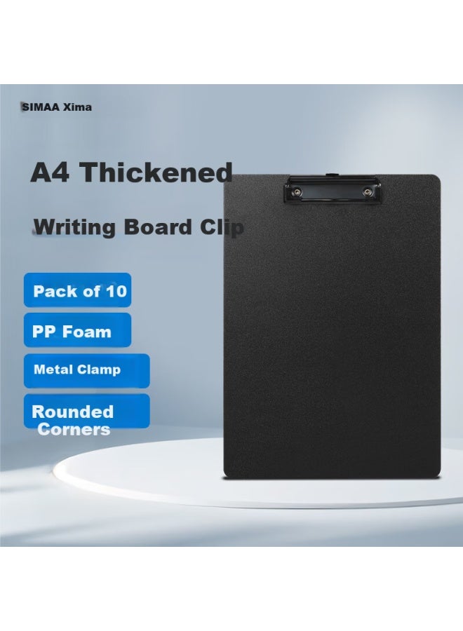 Simaa A4 Writing Folder Board Clip Office Supplies Writing Board Metal Strong Clip Plastic Clip Menu Clip Multi-function Writing Pad Board Vertical Black 10 Pack - Image 1