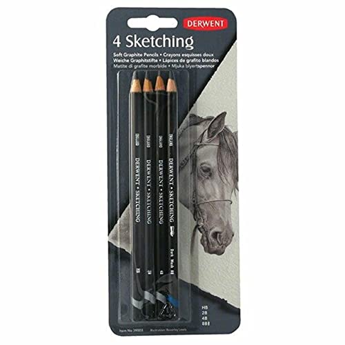 Derwent Sketching Graphite Pencils Blister, Ideal for Sketching & Drawing, Includes Sketching and Watersoluble Sketching Pencils, Professional Quality - 39003 (Set of 4) - Image 1