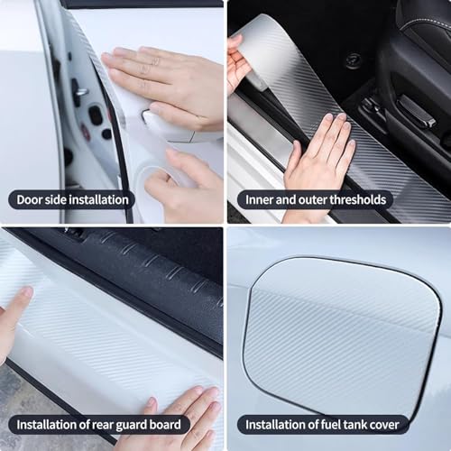 POLMI Carbon Fiber Car Door Sill Protector Tape – Anti Scratch PPF Film for Body, Door, Bumper = Transparent Car Tape for Exterior Protection - Image 4