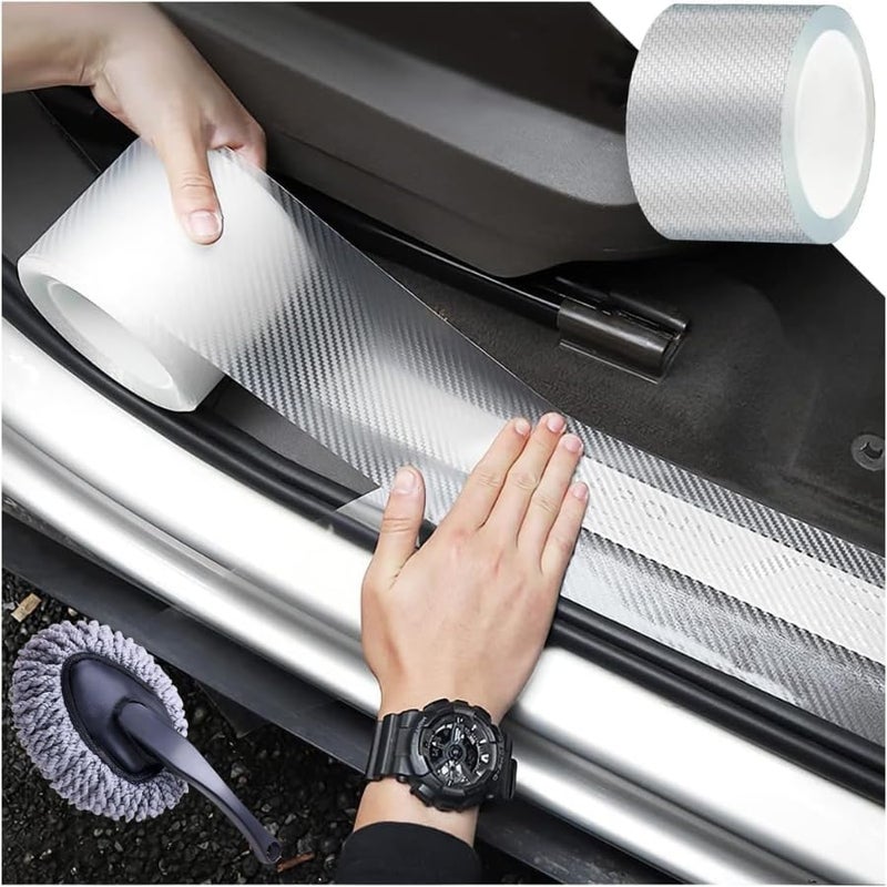 POLMI Carbon Fiber Car Door Sill Protector Tape – Anti Scratch PPF Film for Body, Door, Bumper = Transparent Car Tape for Exterior Protection - Image 1
