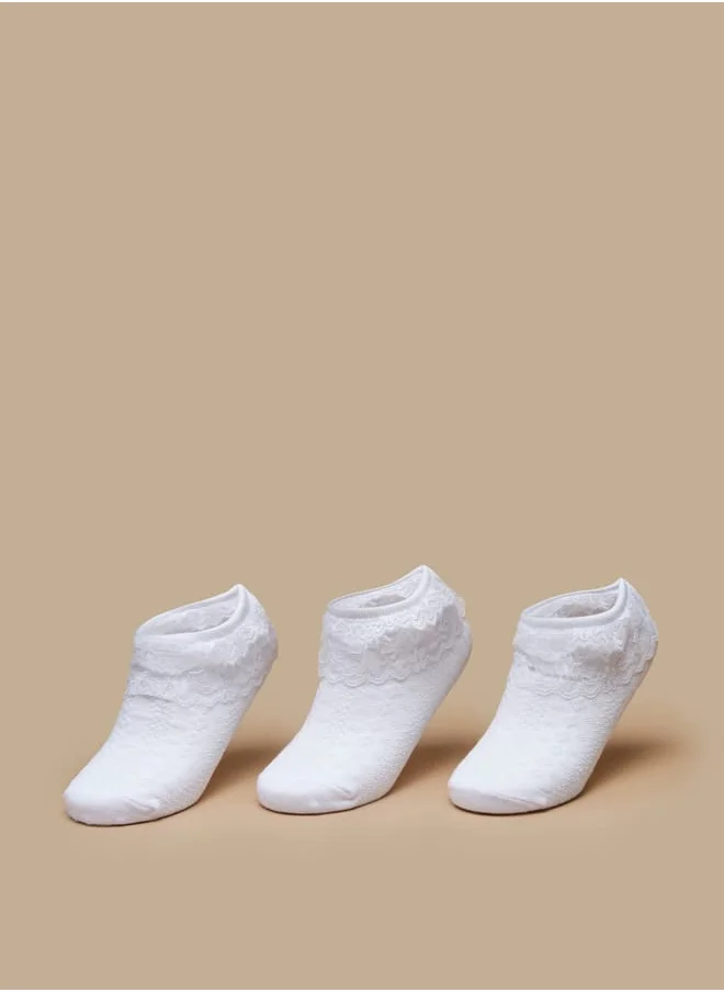 JUNIORS Girls Lace Detail Socks - Set of 3