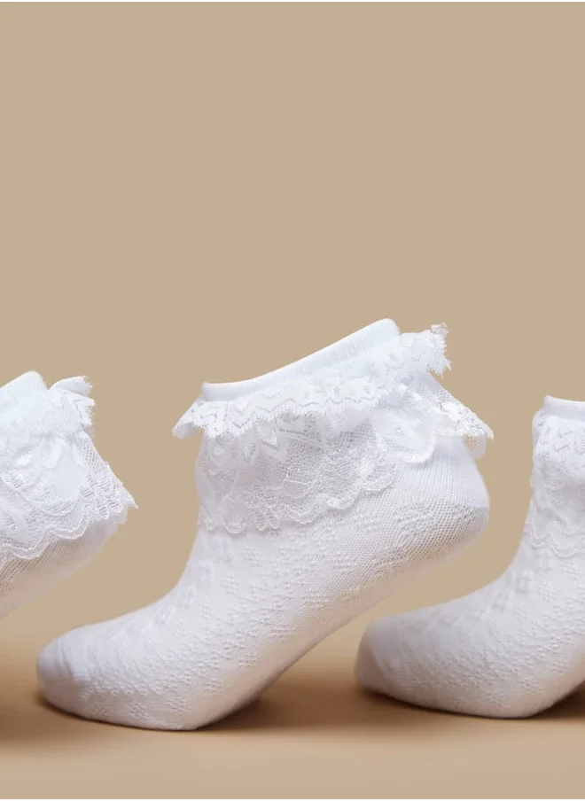 JUNIORS Girls Lace Detail Socks - Set of 3
