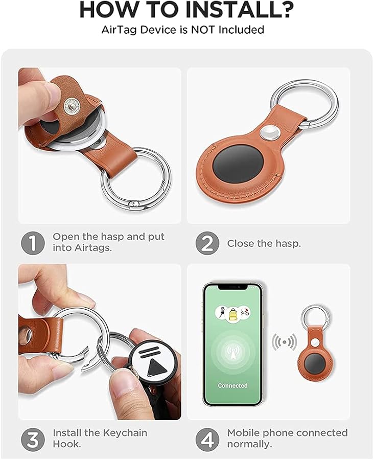 Leather Case for Tracker Device Anti Drop Anti Lost Black - Image 5