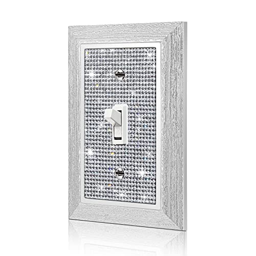 Gaocai 1 Pcs Shiny Rhinestones Wall Plates Light Switch Cover Plate Decorative Wall Plate Single Toggle Imitation Wood Grain Switch Plates - Image 1