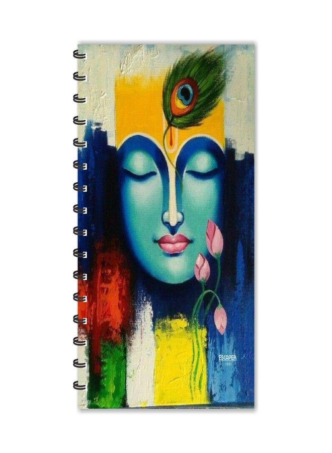 ESCAPER مفكرة إسكيبر بتصميم فني حديث للورد كريشنا، مسطرة - مقاس A5 - 8.5 × 5.5 بوصة. مفكرة رادها كريشنا، مفكرة دينية، دفتر ملاحظات، مفكرة للمكتب، مفكرة كهدية. - Image 1