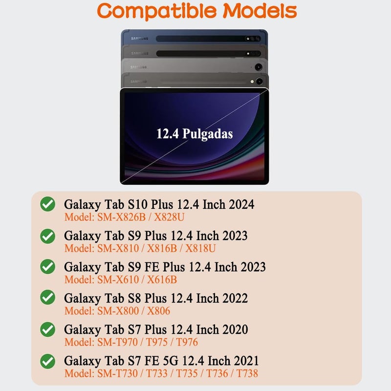 آرترابيت 【عربي إنجليزي】لوحة مفاتيح سحرية لجهاز Samsung Galaxy Tab S10+ Plus/S9+ Plus/S9 FE+ Plus/S8+ Plus/S7+ Plus/S7 FE مقاس 12.4 بوصة، حافظة لوحة مفاتيح مع حامل ��غناطيسي، لوحة لمس متعددة اللمس، مفاتيح بإضاءة خلفية - Image 2