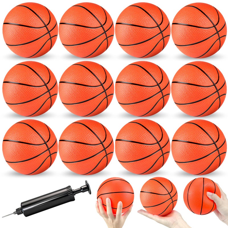 Hymaz 12 Pack 4 Inch Mini Basketball Ball Small Basketballs Set with Pump for Toddlers Kids Basketball Gifts Inflatable Ball for Basketballs Hoop Beach Pool Sports Arcade Games Party Favor - Image 2