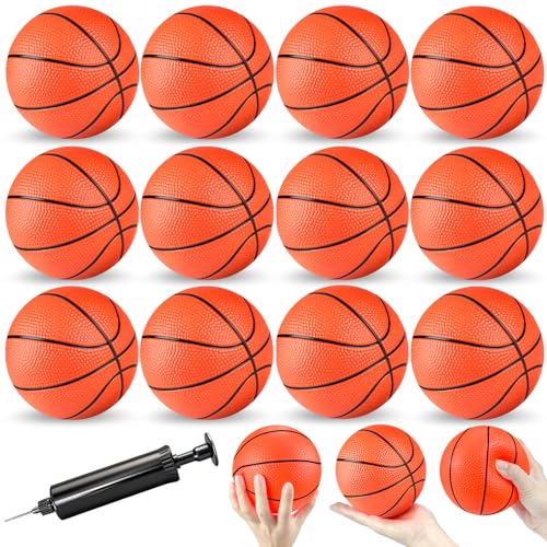 Hymaz 12 Pack 4 Inch Mini Basketball Ball Small Basketballs Set with Pump for Toddlers Kids Basketball Gifts Inflatable Ball for Basketballs Hoop Beach Pool Sports Arcade Games Party Favor - Image 1
