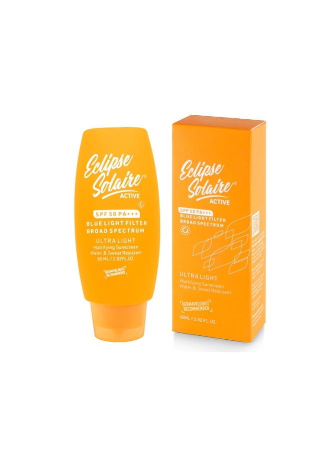 كسوف الشمس واقي شمسي فعال SPF50 PA+++ | مُختبَر سريرياً | لا يترك أثراً أبيض | حماية واسعة الطيف من أشعة UVA/UVB والضوء الأزرق | واقي شمسي غير دهني SPF 50 لجميع أنواع البشرة – 60 مل. - Image 1