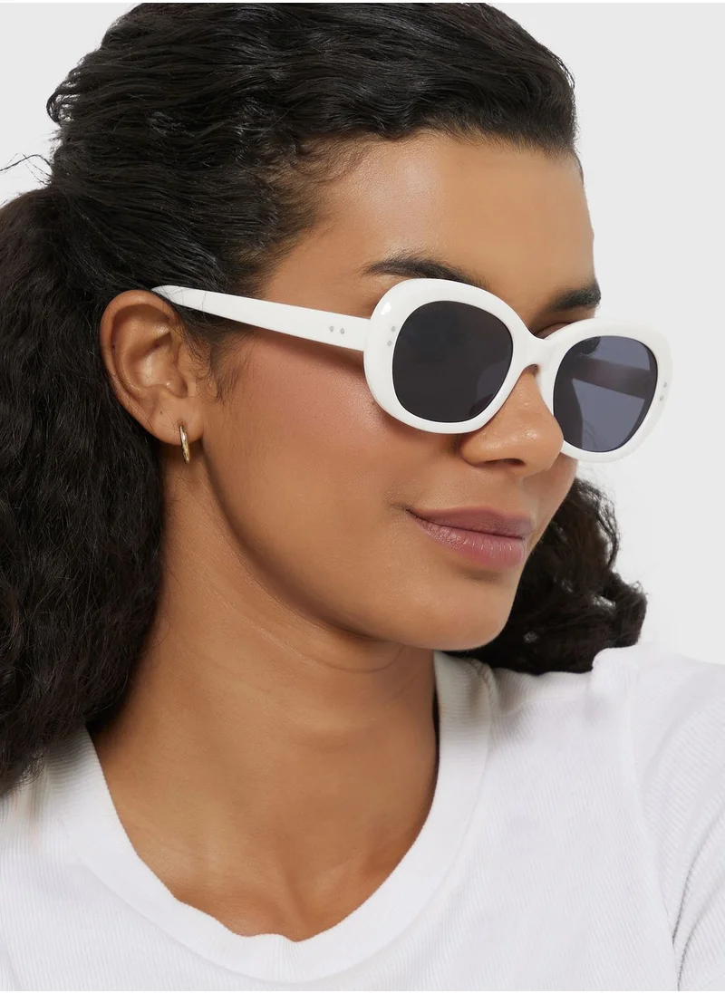 جينجر Oversized Round Len Sunglasses