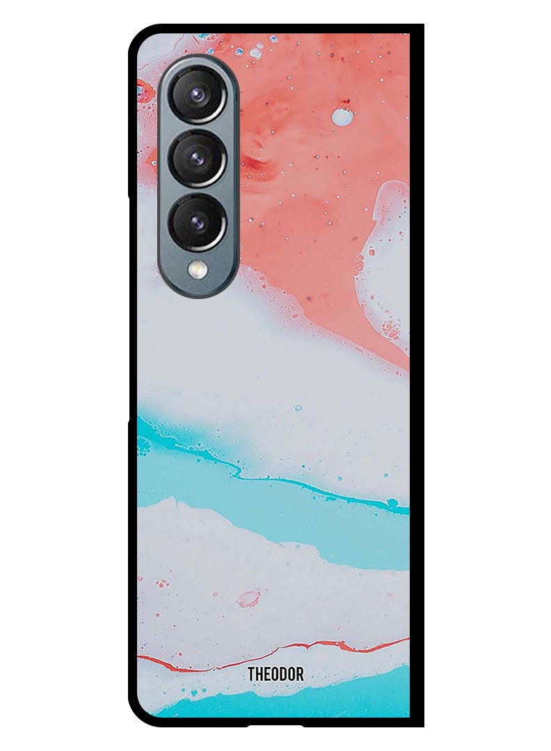 Theodor Protective Case Cover For Samsung Galaxy Fold 4 White Red Pattern