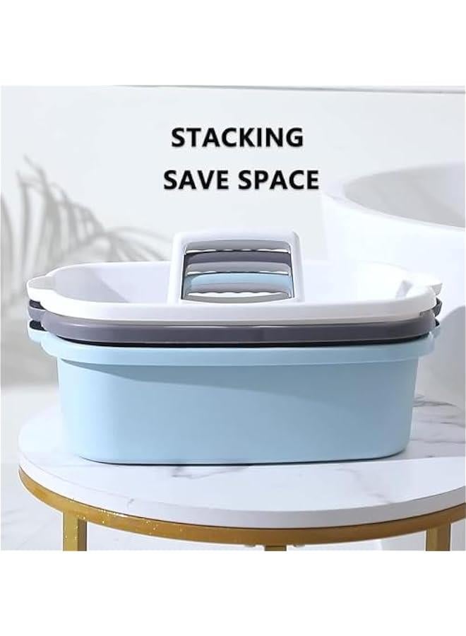 HOOKOR 2 Pack Large Cleaning Supplies Organizer with Handle Portable Shower Caddy Basket Plastic Bucket Tool Storage for Bathroom, Bedroom, Kitchen, College Dorm, Under Sink, Garden (Blue) - Image 3