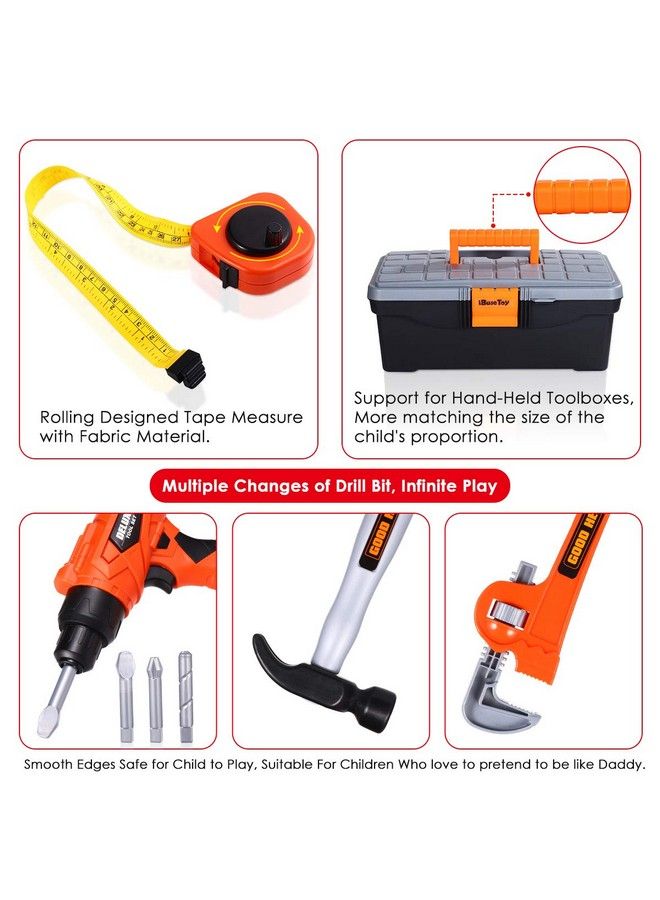 iBaseToy Kids Tool Set 45 Pcs Toddler Tool Set With Tool Box & Electronic Toy Drill Pretend Play Kids Construction Toy Set Toy Tools For Kids Ages 3 4 5 6 7 Years Old Boy Toys - Image 4