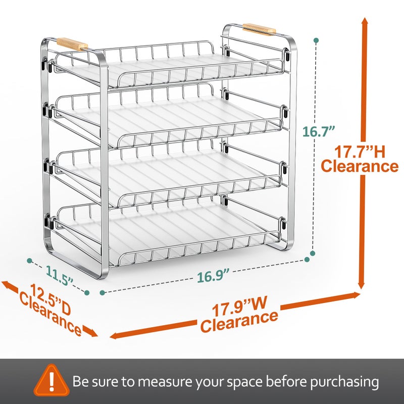 MAXIFFE 4 Tier Can Organizer for Pantry, 16.9" WÃ—11.5" DÃ—16.7" H, Space-Saving Adjustable Metal Hold 40 Standard 12-oz Cans Storage Rack Holder for Countertop Kitchen Soda Drinks Fruits, Chrome - Image 2