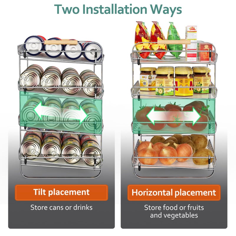 MAXIFFE 4 Tier Can Organizer for Pantry, 16.9" WÃ—11.5" DÃ—16.7" H, Space-Saving Adjustable Metal Hold 40 Standard 12-oz Cans Storage Rack Holder for Countertop Kitchen Soda Drinks Fruits, Chrome - Image 5