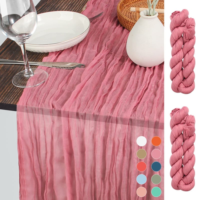 SGAOFIEE SGAOFIEE 10ft Dirty Pink Cheesecloth Table Runner35x120 inches Boho Table RunnerRustic Sheer Table Decor for Romantic Bridal Shower Baby Shower Birthday Party Cake TableDirty Pink 