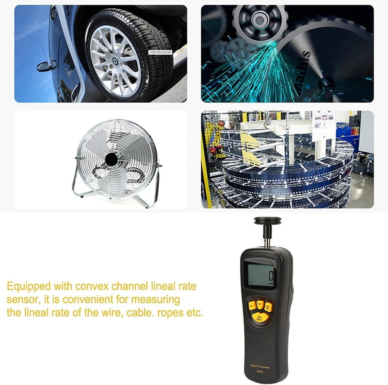Wal front Digital Tachometer Motor Tachometer RPM Meter Tach Speedometer 0.5~19999RPM AR925 LCD Display - Image 5
