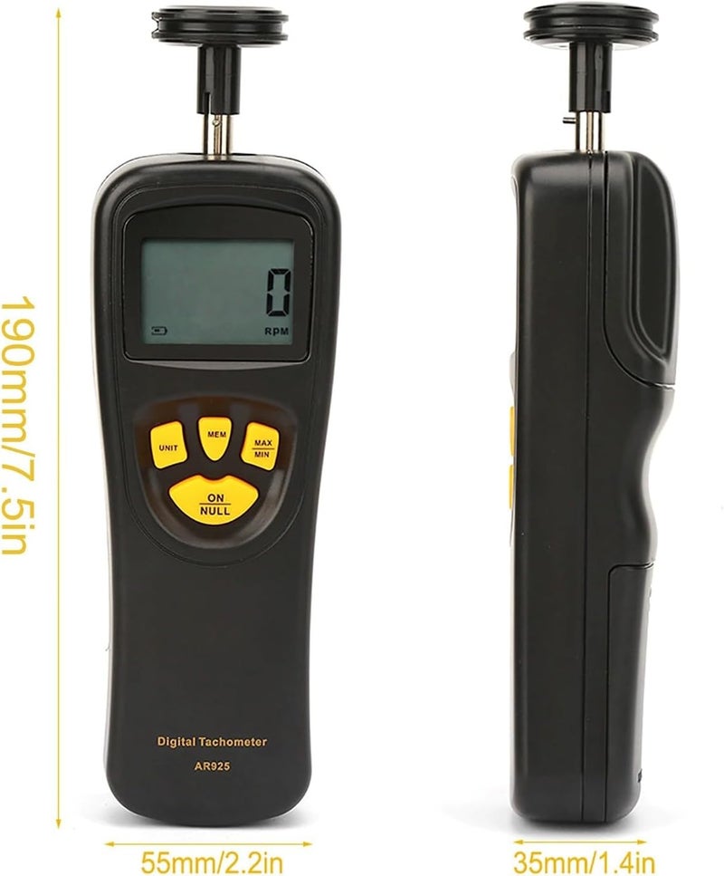 Wal front Digital Tachometer Motor Tachometer RPM Meter Tach Speedometer 0.5~19999RPM AR925 LCD Display - Image 3