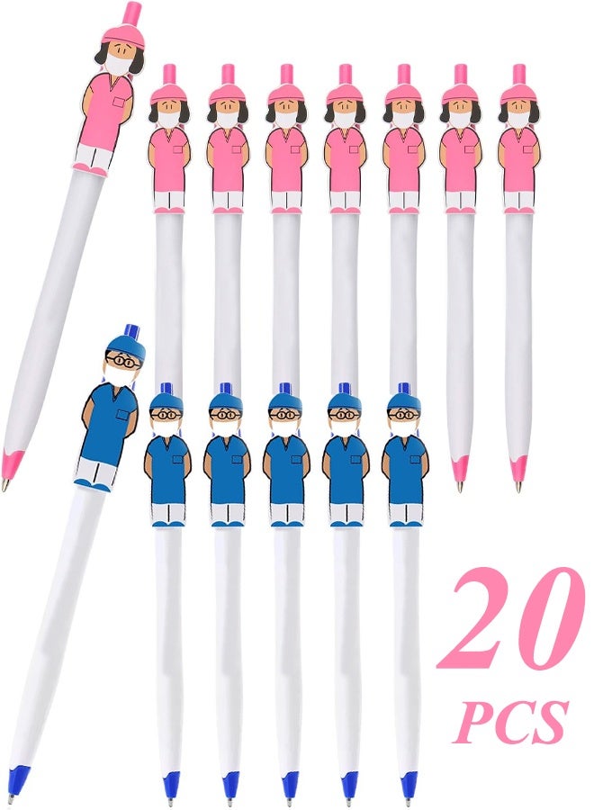 Cute Nurse Pens Appreciation Gifts Inspirational Nursing Pens Funny Cartoon Nurse Pens Novelty Ballpoint Pens for Nursing School Student Graduation Gifts Medical Assistant Healthcare 20pcs(Pink & Blue) - Image 1